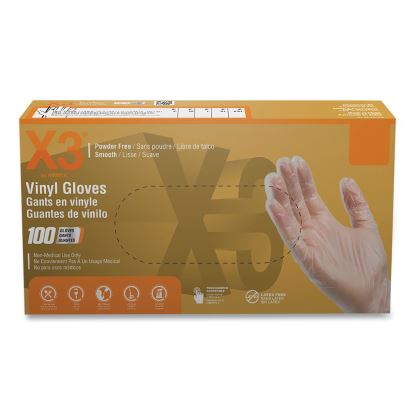Industrial Vinyl Gloves, Powder-Free, 3 mil, Small, Clear, 100/Box, 10 Boxes/Carton1