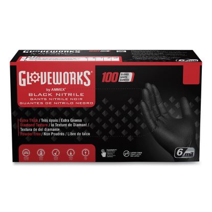 Heavy-Duty Industrial Nitrile Gloves, Powder-Free, 6 mil, X-Large, Black, 100 Gloves/Box, 10 Boxes/Carton1