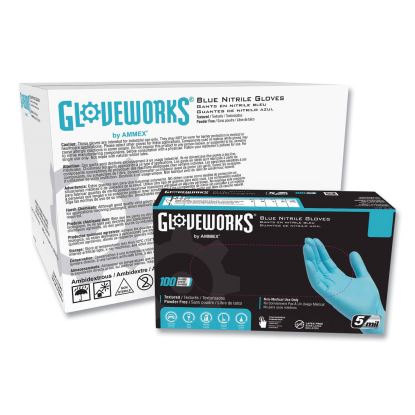 Industrial Nitrile Gloves, Powder-Free, 5 mil, Small, Blue, 100 Gloves/Box, 10 Boxes/Carton1