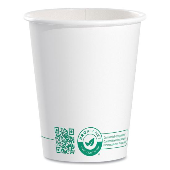 Compostable Paper Hot Cups, ProPlanet Seal, 10 oz, White/Green, 1,000/Carton1