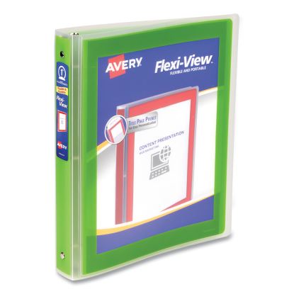 Flexi-View Binder with Round Rings, 3 Rings, 1" Capacity, 11 x 8.5, Green1