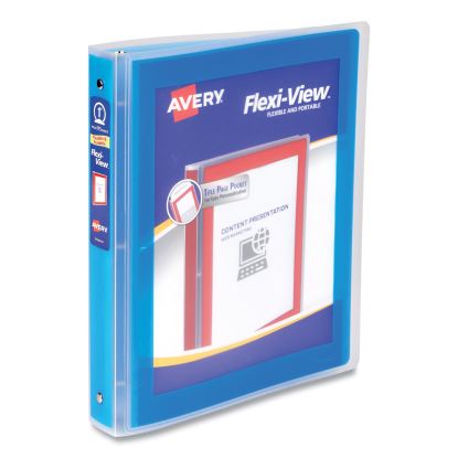 Flexi-View Binder with Round Rings, 3 Rings, 1" Capacity, 11 x 8.5, Blue1