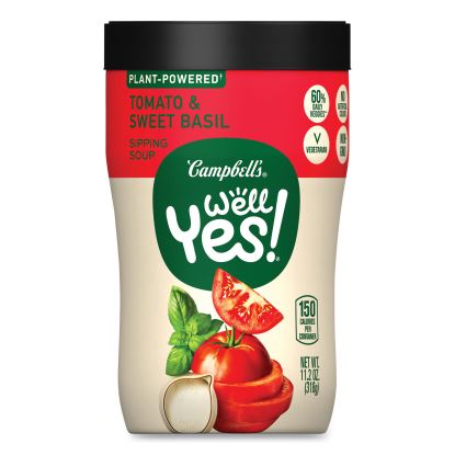 Well Yes Tomato and Sweet Basil Sipping Soup, 11.2 oz Cup, 8/Carton, Ships in 1-3 Business Days1