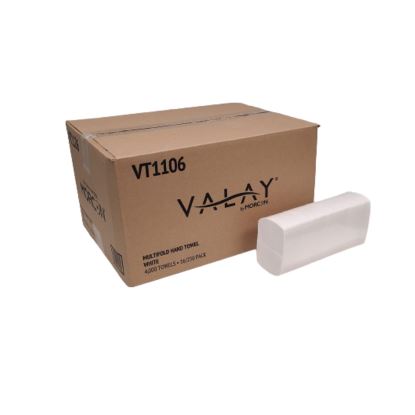 Valay Multi-Fold Towels, 1-Ply, 9.05 x 9.25, White, 250/Pack, 16 Packs/Carton1
