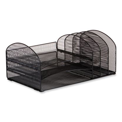 Onyx Mesh Desk Organizer w/3 Horizontal and Upright Sections, Letter Size, 19.62 x 11.32 x 8.5, Black, Ships in 1-3 Bus Days1