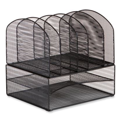 Onyx Mesh Desk Organizer, 2 Horizontal/6 Upright Sections, Letter Size, 13.25 x 11.32 x 13.32, Black, Ships in 1-3 Bus Days1