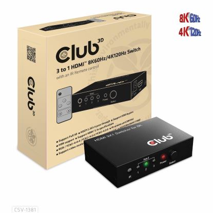 CLUB3D 3 to 1 HDMI 8K60Hz Switch KVM switch Black1