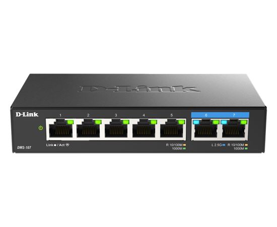 D-Link DMS-107 network switch Unmanaged Gigabit Ethernet (10/100/1000) Black1