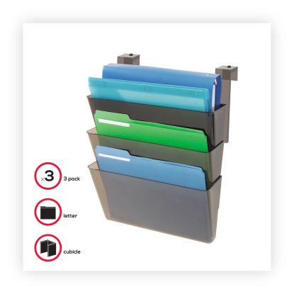 DocuPocket Three-Pocket File Partition Set, 3 Sections, Letter Size, 13" x 7" x 20", Smoke, 3/Set2