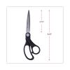 Stainless Steel Office Scissors, 8.5" Long, 3.75" Cut Length, Black Offset Handle2