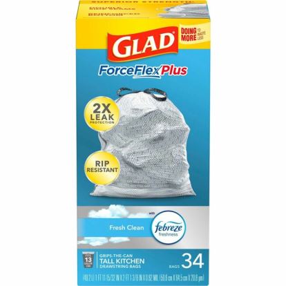 Glad ForceFlexPlus Tall Kitchen Drawstring Trash Bags1