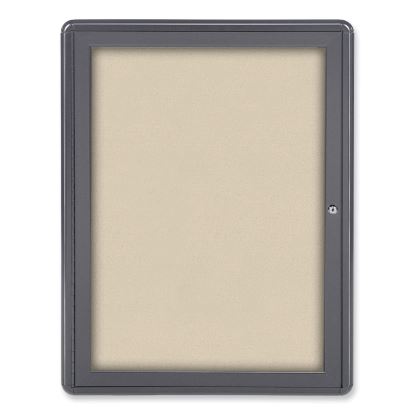 Ghent Ovation 1 Door Enclosed Fabric Bulletin Board with Gray Frame1