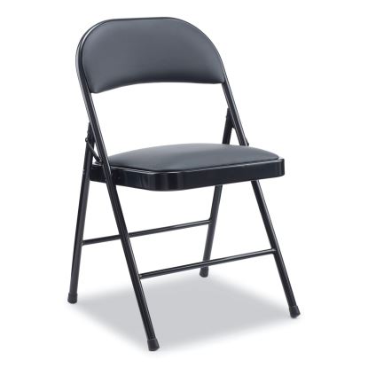 Alera PU Padded Folding Chair, Supports Up to 250 lb, Black Seat, Black Back, Black Base, 4/Carton1