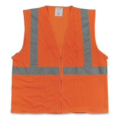 ANSI Class 2 Two-Pocket Zipper Mesh Safety Vest, Polyester Mesh, 2X-Large, Orange1