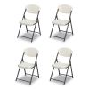 Rough n Ready Commercial Folding Chair, Supports Up to 350lb, 18" Seat Height, Platinum Granite Seat/Back, Black Base, 4/Pack1