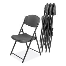 Rough n Ready Commercial Folding Chair, Supports Up to 350 lb, 18" Seat Height, Charcoal Seat/Back, Charcoal Base, 4/Pack1