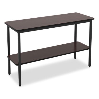 OfficeWorks One-Shelf Utility Table, Rectangular, 47.25" x 17.7" x 29.5", Walnut Top, Black Base/Legs1