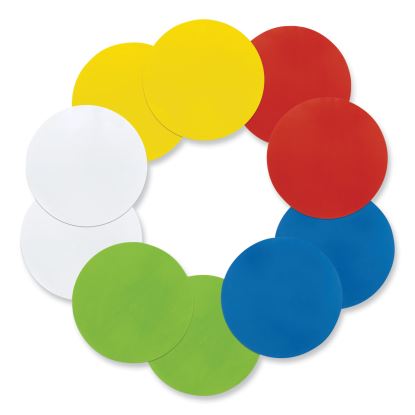 Self Stick Dry Erase Circles, 10 x 10, Blue/Green/Red/White/Yellow Surfaces, 10/Pack1