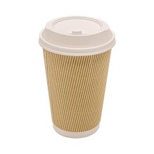 Ripple Hot Cups, 16 oz, Kraft/White, 500/Carton1