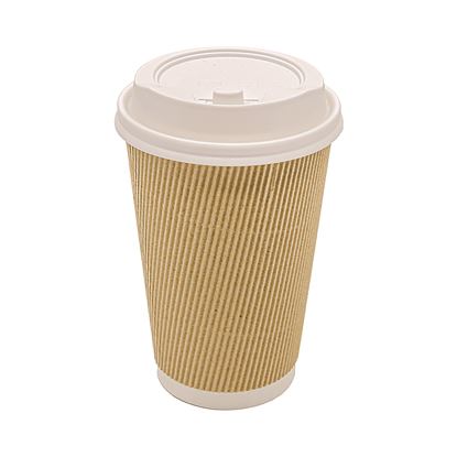 Ripple Hot Cups, 16 oz, Kraft/White, 500/Carton1