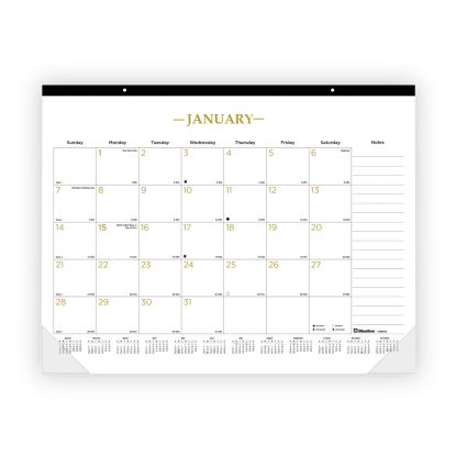 Gold Collection Monthly Desk Pad Calendar, 22 x 17, White Sheets, Black Headband, Clear Corners, 12-Month (Jan to Dec): 20241