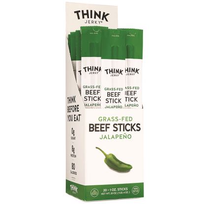 Jalapeno 100% Grass-Fed Beef Sticks, 1 oz Individually Wrapped Sticks, 20/Carton, Ships in 1-3 Business Days1