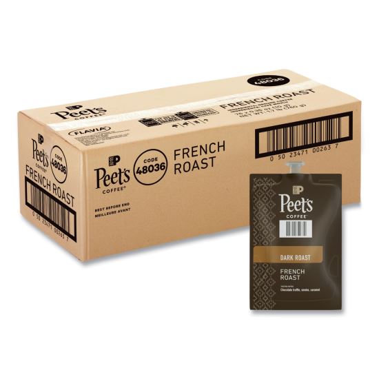 Peet's French Roast Coffee Freshpack, French Roast, 0.35 oz Pouch, 76/Carton1