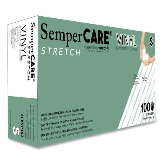 Stretch Vinyl Examination Gloves, 100/Box, 10 Boxes/Carton1