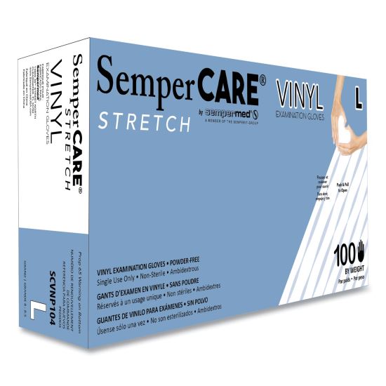 Stretch Vinyl Examination Gloves, Cream, Large, 100/Box, 10 Boxes/Carton1