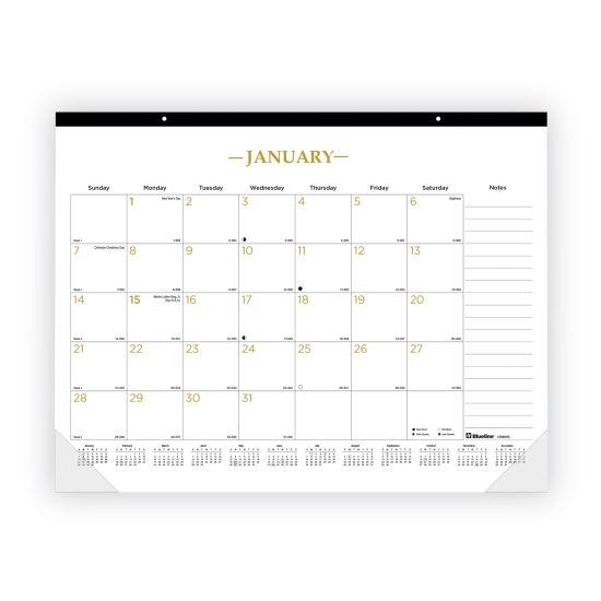 Blueline® Gold Collection Monthly Desk Pad Calendar1