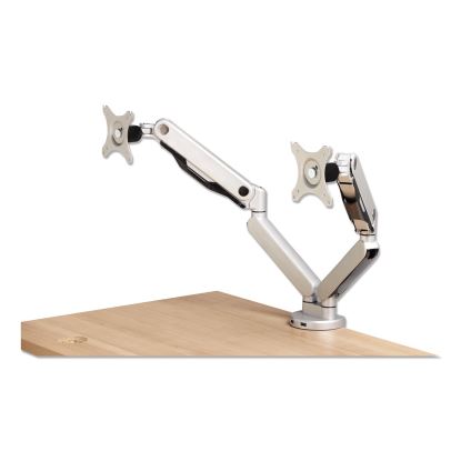 Dual Monitor Arm w/USB, 21" Monitors, 360 deg Rotation/Pan,+15 deg/-85 deg Tilt, Silver, Up to 19.8lb, Ships in 7-10 Bus Days1
