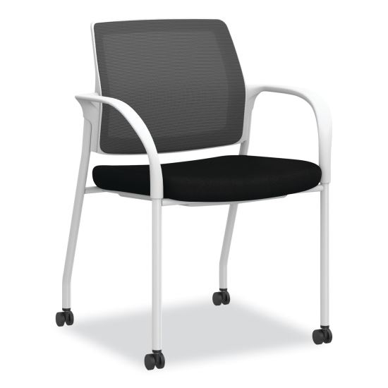 Ignition Series Mesh Back Mobile Stacking Chair, Fabric Seat, 25 x 21.75 x 33.5, Black/White, Ships in 7-10 Business Days1