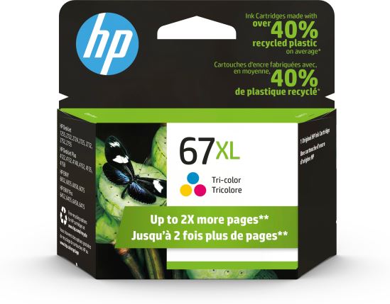 HP 67XL TRI-COLOR ORIGINAL INK CARTRIDGE.CONSISTS OF 1 3YM58A XL TRI-COLOR CARTR1