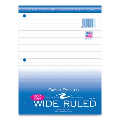 Notebook Filler Paper, 3-Hole, 8 x 10.5, Wide/Legal Rule, 200/Pack1