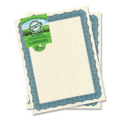 Award Certificates, 8.5 x 11, Natural with Blue Braided Border, 15/Pack1