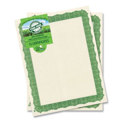 Award Certificates, 8.5 x 11, Natural with Green Braided Border, 15/Pack1