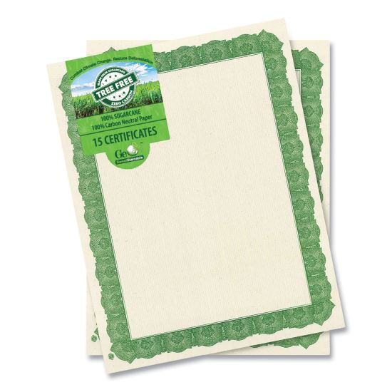 Award Certificates, 8.5 x 11, Natural with Green Braided Border, 15/Pack1