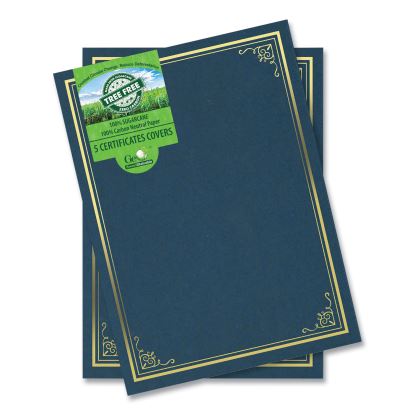 Certificate/Document Cover, 9.75' x 12.5", Navy With Gold Foil, 5/Pack1