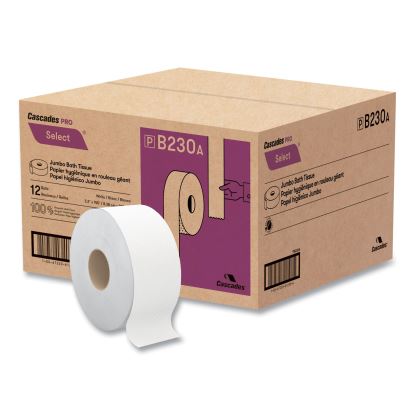 Select Jumbo Bath Tissue, Septic Safe, 2-Ply, White, 3.3" x 750 ft, 12/Carton1