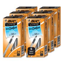 Round Stic Grip Xtra Comfort Ballpoint Pen, Medium 1 mm, Black Ink, Gray/Black, 24/Box, 6 Boxes/Pack1