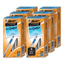 Round Stic Grip Xtra Comfort Ballpoint Pen, Medium 1 mm, Blue Ink, Gray/Blue Barrel, 24/Box, 6 Boxes/Pack1