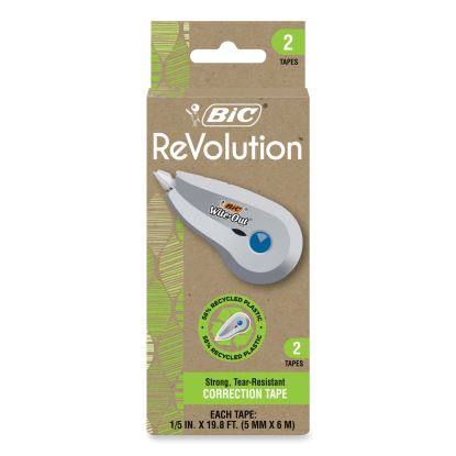 Wite-Out Brand Ecolutions Correction Tape, Non-Refillable, White,  0.2" x 19.8 ft, 2/Pack1