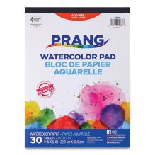 Prang® Watercolor Paper Pad, Unruled, White/Multicolor Cover, 30 White 9 x 12 Sheets1