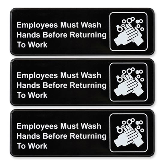 Indoor/Outdoor Restroom with Braille Text, 6" x 9", Black Face, White Graphics, 3/Pack1