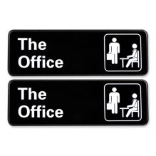 The Office Indoor/Outdoor Wall Sign, 9" x 3", Black Face, White Graphics, 2/Pack1