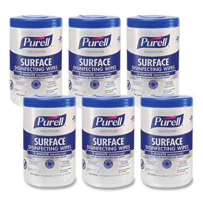 Healthcare Surface Disinfecting Wipes, 1-Ply, 7" x 10", Unscented, White, 110 Wipes/Canister, 6 Canisters/Carton1