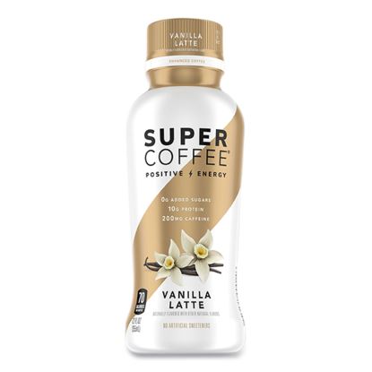 Super Coffee Ready-to-Drink Coffee, Vanilla Latte, 12 oz Bottle, 12/Carton1