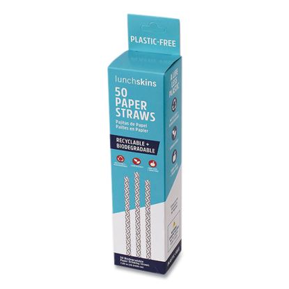 Blue Chevron Paper Straws, 7.89", 50/Box1