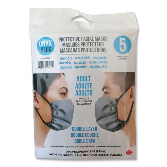 Protective Face Mask, Polypropylene, One Size Fits All, 5/Pack1