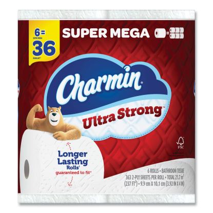 Ultra Strong Bathroom Tissue, Super Mega Rolls, Septic Safe, 2-Ply, White, 363 Sheet Roll, 6 Rolls/Pack, 3 Packs/Carton1